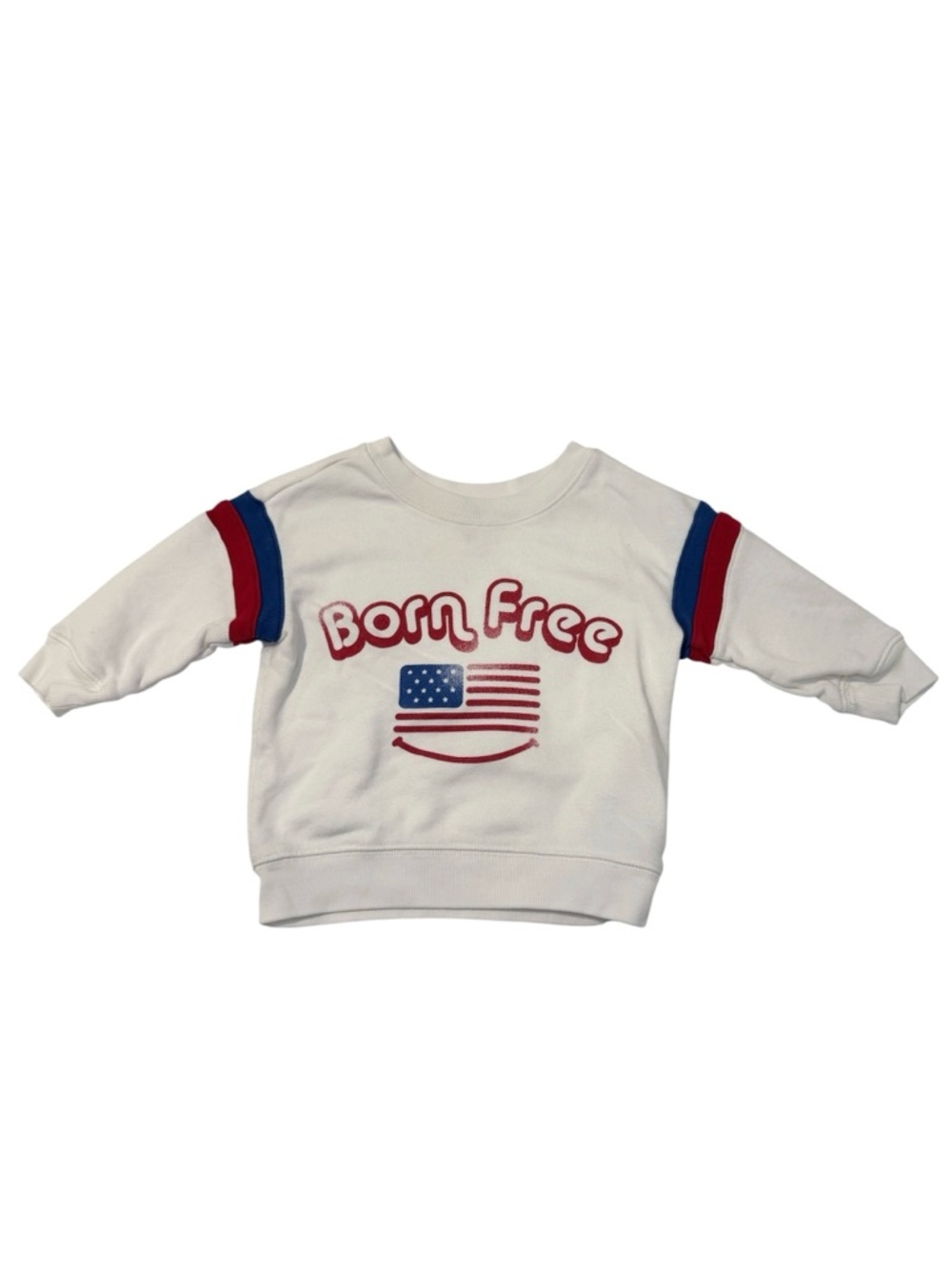 GAP Baby Americana Sweatshirt with Red & Blue Sleeve Stripes Size 12-18 Months